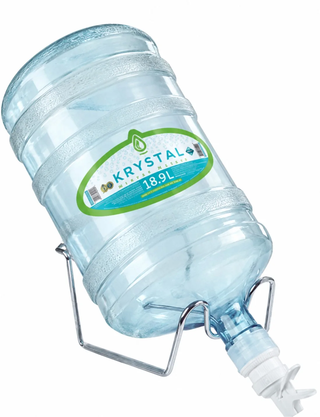 Bottle on a metal stand with valve